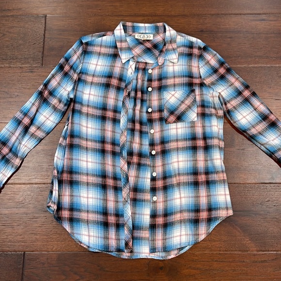 Pink Rose Tops - Pink Rose Blue & Pink Flannel